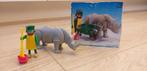 Gardien d'animaux Playmobil avec rhinocéros numéro 3516, Enlèvement, Utilisé, Playmobil en vrac