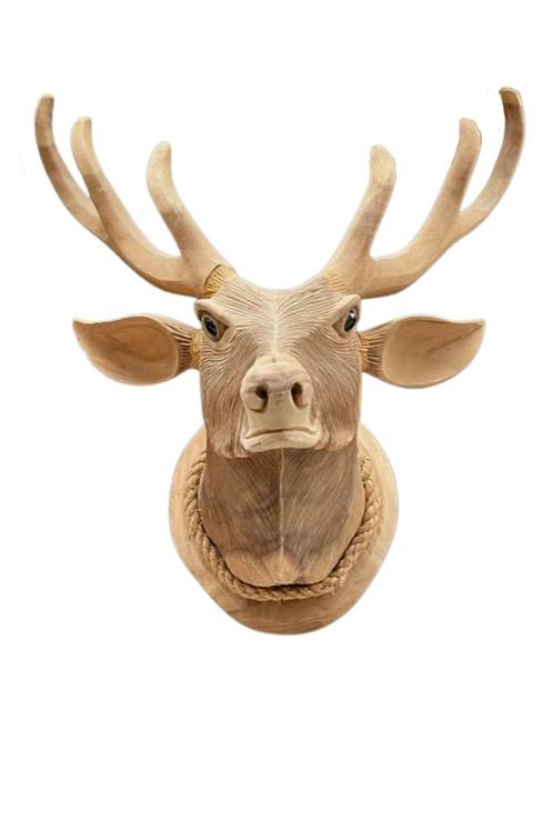 wanddecoratie: houten hert, Verzamelen, Dierenverzamelingen, Nieuw, Gewei of Kop, Hert, Ophalen