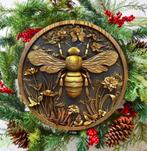 Wanddecoratie metalen bord Bijenpatroon Goud (20cm diameter), Huis en Inrichting, Ophalen of Verzenden, Nieuw