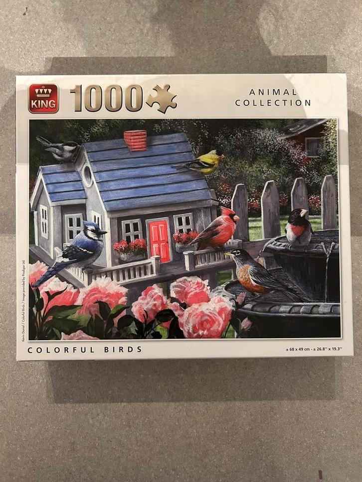 King - Colorful Birds - 1000st, Hobby en Vrije tijd, Denksport en Puzzels, Nieuw, Legpuzzel, 500 t/m 1500 stukjes, Ophalen of Verzenden