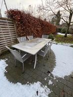 Tuintafel en 6 stoelen met kussens in grijs, Tuin en Terras, Ophalen, Eettafel, 6 zitplaatsen, Aluminium