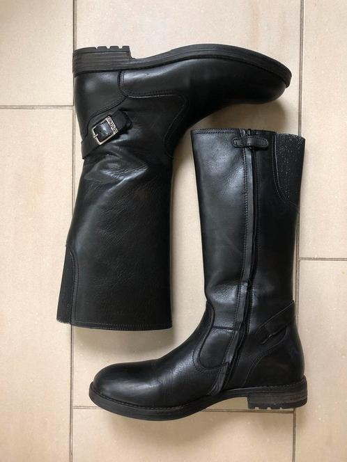 Mooie zwarte leren laarzen met glitterband van Kipling 38, Kleding | Dames, Schoenen, Zo goed als nieuw, Hoge laarzen, Zwart, Verzenden