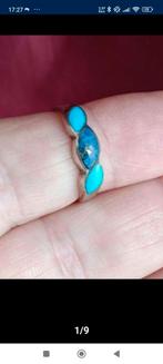 Oude sterling zilveren ring met turkoois en lapis lazu, Ophalen of Verzenden, Zilver, Ring, Met edelsteen
