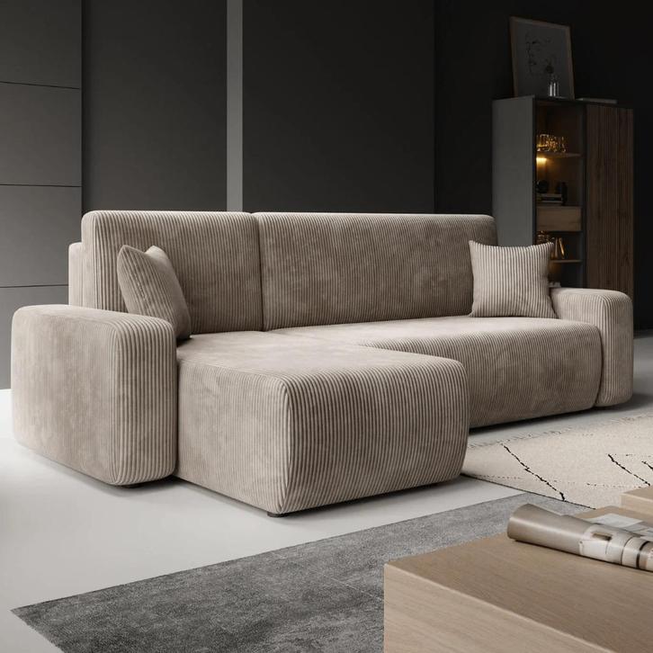 UNICORN 3-zits hoekbank Chaise longue ribstof beige bruin, Vélos & Vélomoteurs, Modes d'emploi & Notices d'utilisation, Neuf, Envoi