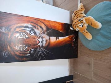 Cadre/ toile avec tigre et peluche tigre beschikbaar voor biedingen