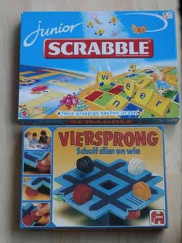 Scrabble Junior + Viersprong, Trois ou quatre joueurs, Enlèvement ou Envoi, Comme neuf, Jumbo