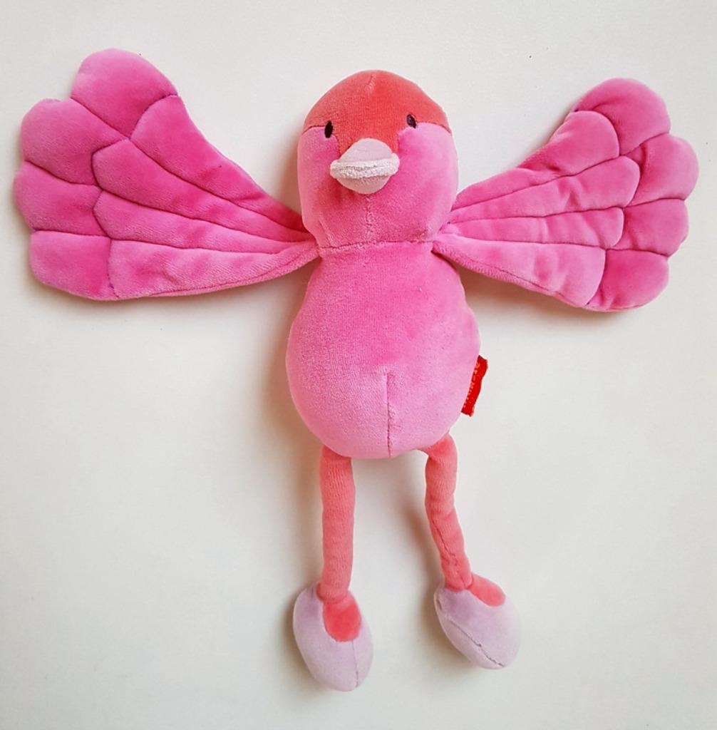 MARESE - Joli doudou oiseau rose et rouge, Kinderen en Baby's, Speelgoed | Knuffels en Pluche, Gebruikt, Overige typen, Ophalen of Verzenden