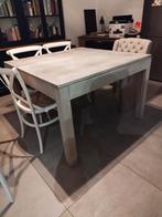 Tafel vierkant, massief hout. Natuurlijk behandeldhoutwit, Huis en Inrichting, Tafels | Eettafels, Ophalen, Vierkant