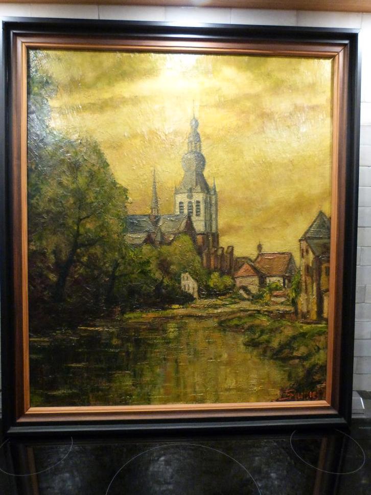 Aarschot Olieverf op doek 1988 G.Michiels, Antiek en Kunst, Kunst | Schilderijen | Klassiek, Ophalen