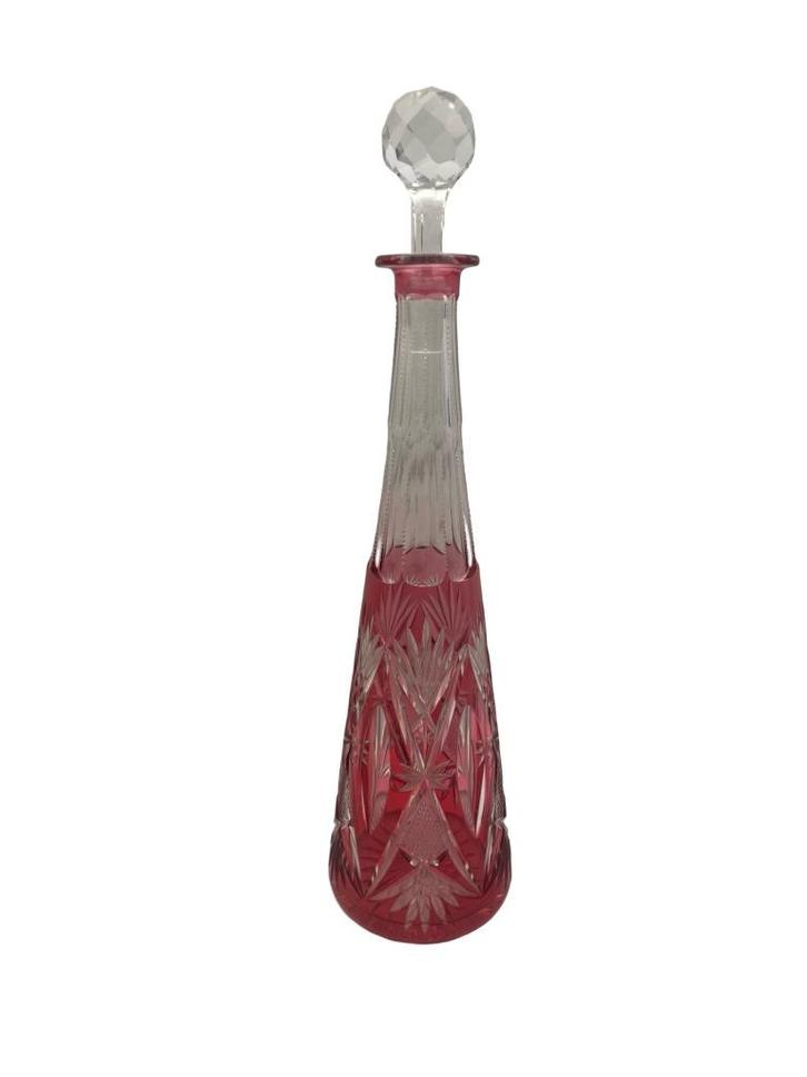 Rozerode kristallen karaf — Val Saint Lambert Num 36, Antiek en Kunst, Antiek | Glaswerk en Kristal, Ophalen of Verzenden