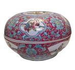Grote Chinese porseleinen Dekseldoos Famille Rose, Antiek en Kunst, Ophalen of Verzenden