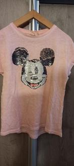 roze T-shirt Mickey Mouse pailletten Zara maat 128, Meisje, Ophalen of Verzenden, Zo goed als nieuw, Zara