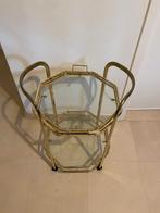 Serveerwagen messing en glas, Huis en Inrichting, Ophalen, Gebruikt, Rond, Metaal