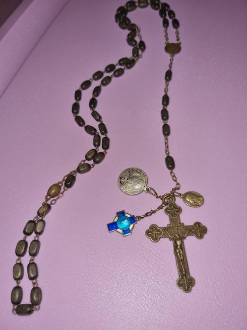 Zilveren rozenkrans 5 cm 3 medailles Maria 1 Jezus, Antiek en Kunst, Antiek | Religieuze voorwerpen, Ophalen of Verzenden