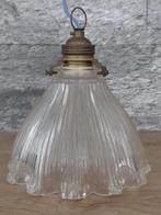 Vintage art deco glazen holophane hanglamp + fitting, Antiek en Kunst, Ophalen of Verzenden