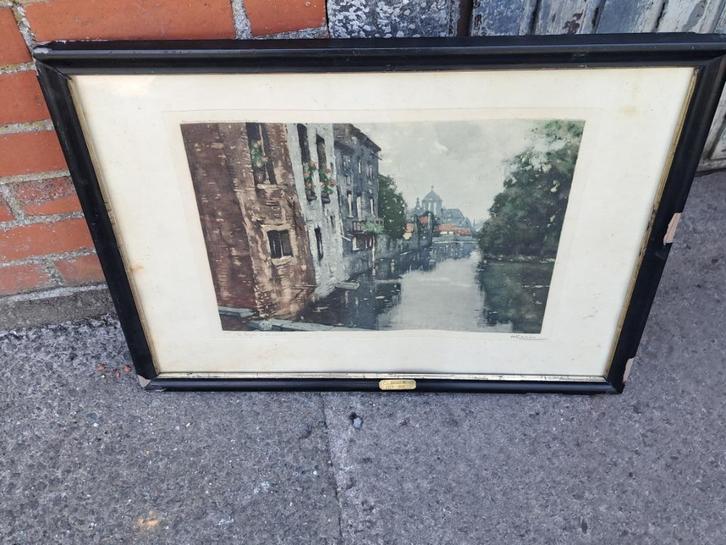 Gravure la dyle a malines  signe Henri cassiers, Antiek en Kunst, Kunst | Etsen en Gravures, Ophalen of Verzenden