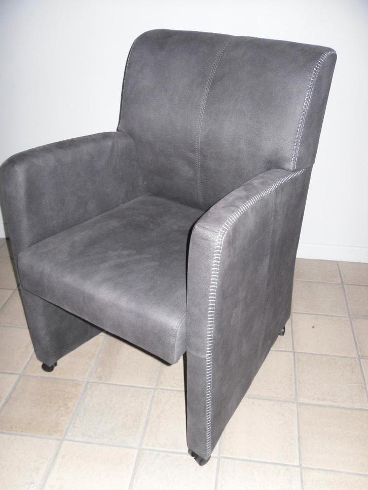 chaise-fauteuil grise ALEX, Maison & Meubles, Chaises, Neuf, Quatre, Bois, Synthétique, Tissus, Gris, Enlèvement