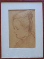 ONBEKEND / MEISJESPORTRET / ORIGINEEL / 41x31cm / KADER, Ophalen of Verzenden