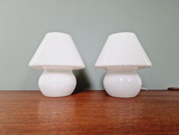 Paire de lampes champignon en verre de Murano, 1970-80 