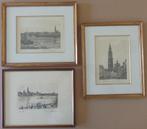 ANTWERPSE SCHOOL / LOT 3 STUKS ANTWERPEN / ZW-W ETS 28x33cm, Antiek en Kunst, Ophalen of Verzenden