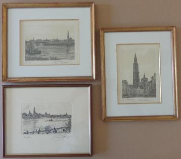 ANTWERPSE SCHOOL / LOT 3 STUKS ANTWERPEN / ZW-W ETS 28x33cm beschikbaar voor biedingen