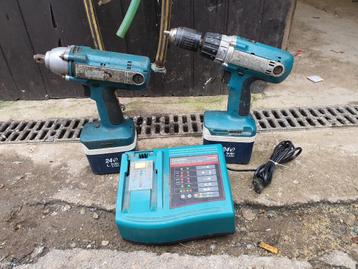 Perceuse-visseuse sans fil Makita 24 V et clé à chocs en bon, Enlèvement, Utilisé
