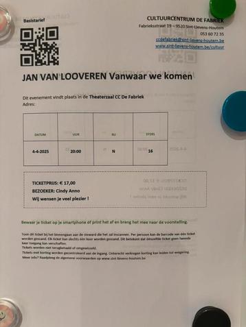 Tickets te koop, Tickets en Kaartjes, Twee personen, April