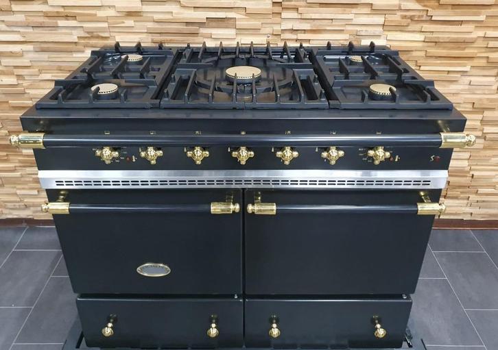 🔥Luxe Fornuis Lacanche 100cm zwart + messing 2 ovens 5 pits, Elektronische apparatuur, Fornuizen, Zo goed als nieuw, Vrijstaand