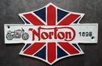 Norton Motor 1898 nostalgisch gietijzeren decoratie bord, Ophalen of Verzenden, Nieuw, Reclamebord