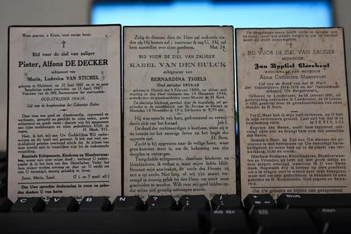3 BP oudstrijders 14-18, Verzamelen, Bidprentjes en Rouwkaarten, Ophalen of Verzenden