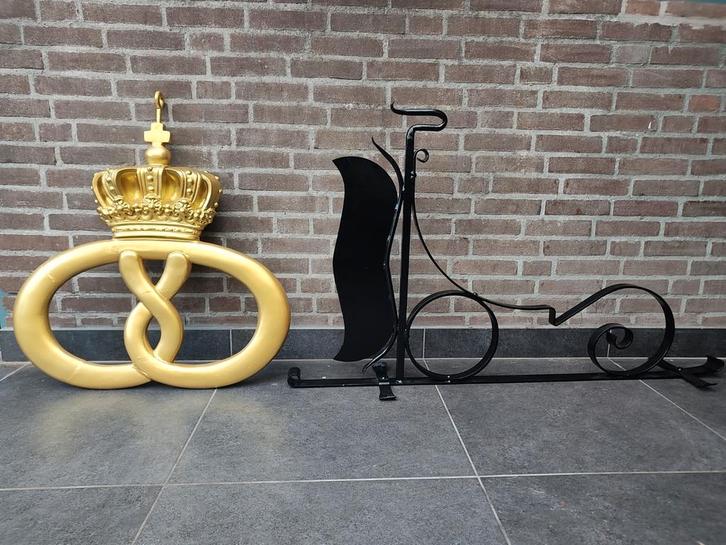 Oude bakkers uithangbord gouden Krakeling, Collections, Marques & Objets publicitaires, Comme neuf, Enlèvement