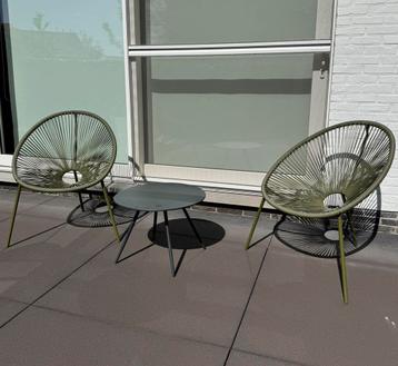 2 stoelen (model Acapulco) en tafeltje, Tuin en Terras, Ophalen, Zo goed als nieuw