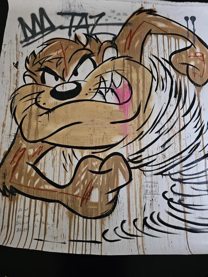 Tasmanian Devil Origineel Groot werk, Antiek en Kunst, Kunst | Schilderijen | Klassiek, Ophalen