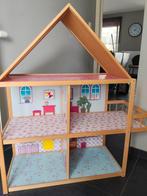 Houten poppenhuis met Barbie, Ophalen, Gebruikt, Poppenhuis