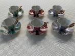 6 tasses à moka avec sous-tasses assorties vintage, Ophalen of Verzenden