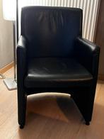 Eetkamerstoel zwart leer 6 stuks, Huis en Inrichting, Stoelen, Ophalen, Gebruikt, Zwart, Leer