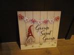kerstman canvas gnome sweet gnome met led verlichting canvas, Ophalen of Verzenden, Zo goed als nieuw