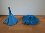 Deense blauwe emaille trechter en blaker, Ophalen of Verzenden