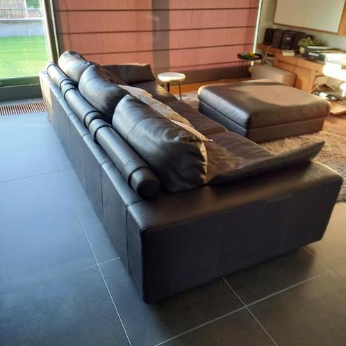 ZITBANK XXXL leder DESIGN en XXXL poef-salontafel, Huis en Inrichting, Zetels | Zetels, Gebruikt, Vierpersoons of meer, Leer, Ophalen