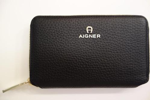 Portefeuille cuir noir "AIGNER" Envoi compris, Handtassen en Accessoires, Portemonnees, Zo goed als nieuw, Zwart, Leder, Verzenden