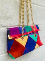 Vintage multi color patchwork schoudertas suède en leer, Bijoux, Sacs & Beauté, Sacs | Sacs à bandoulière, Enlèvement ou Envoi