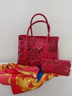 Lederen handtas en portemonnee, Handtassen en Accessoires, Tassen | Damestassen, Ophalen, Rood, Handtas