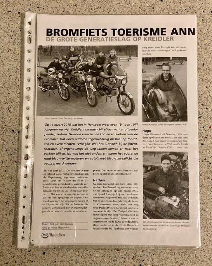Unieke Map met documentatie Bromfiets Toerisme 2018 Kreidler, Fietsen en Brommers, Handleidingen en Instructieboekjes, Zo goed als nieuw