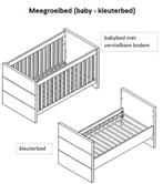 Bopita meegroeibed 70x140 Camille Wit + matras + accessoires, Ophalen, 70 tot 85 cm, 140 tot 160 cm, Zo goed als nieuw