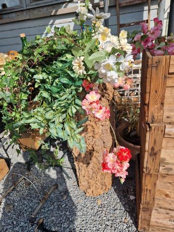 Tronc d'arbre avec fleurs et plantes 90cm €60, Enlèvement ou Envoi, Comme neuf