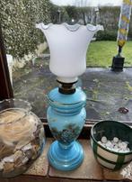 Sfeervolle Petroleumlamp Opaline Glas - Babyblauw & Goud, Enlèvement
