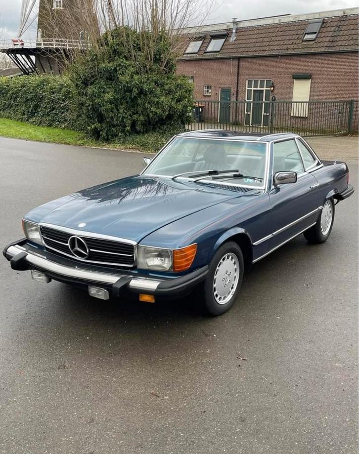 Mercedes 380 SL san francisco, Auto's, Mercedes-Benz, Particulier, SL, Benzine, Cabriolet, 3 deurs, Automaat, Blauw, Grijs, Leder
