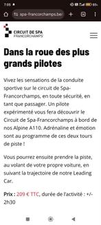 Spa Francorchamps: doop op het circuit, Tickets en Kaartjes, Twee personen, Overige soorten, Arrangement, Overige typen