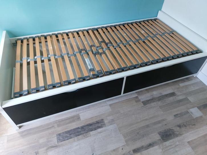 Bed + kasten, Huis en Inrichting, Slaapkamer | Bedden, Gebruikt, Eenpersoons, Hout, Wit, Ophalen