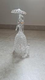 Fijn antiek kristal meisje met hond 15 cm h, Antiek en Kunst, Ophalen of Verzenden